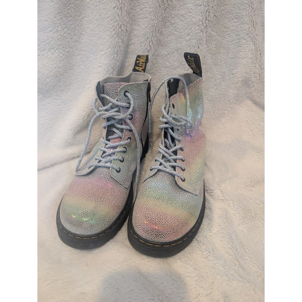 Dr. Martens 4 M / 5 L 1460 Pascal J Rainbow Metallic Lace Up Combat Boots Doc